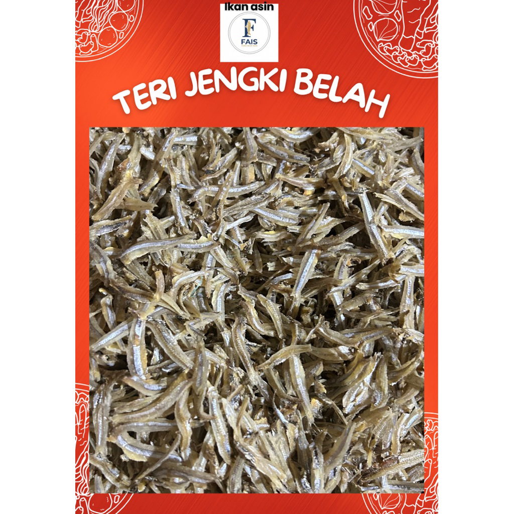ikan asin teri jengki belah hitam tanpa kepala  500gram jengki belah vip | kualitas super |segar ker