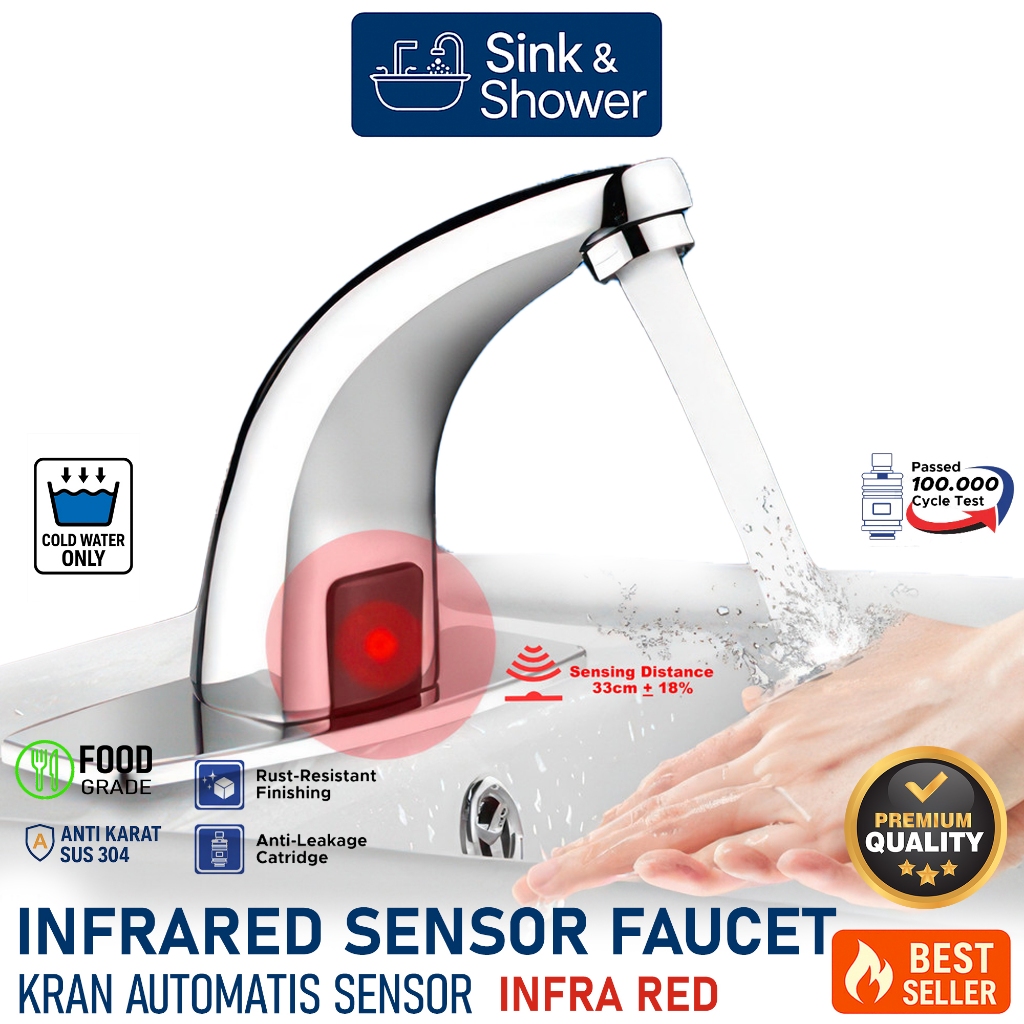 Keran Wastafel Sensor Otomatis Touchless Bathroom Sink Faucet Kran Automatis