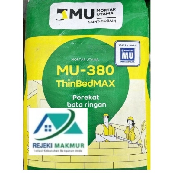 MU 380 40kg Mortar Utama Semen Instant Perekat Bata Ringan Hebel MU380 ( INSTAN )