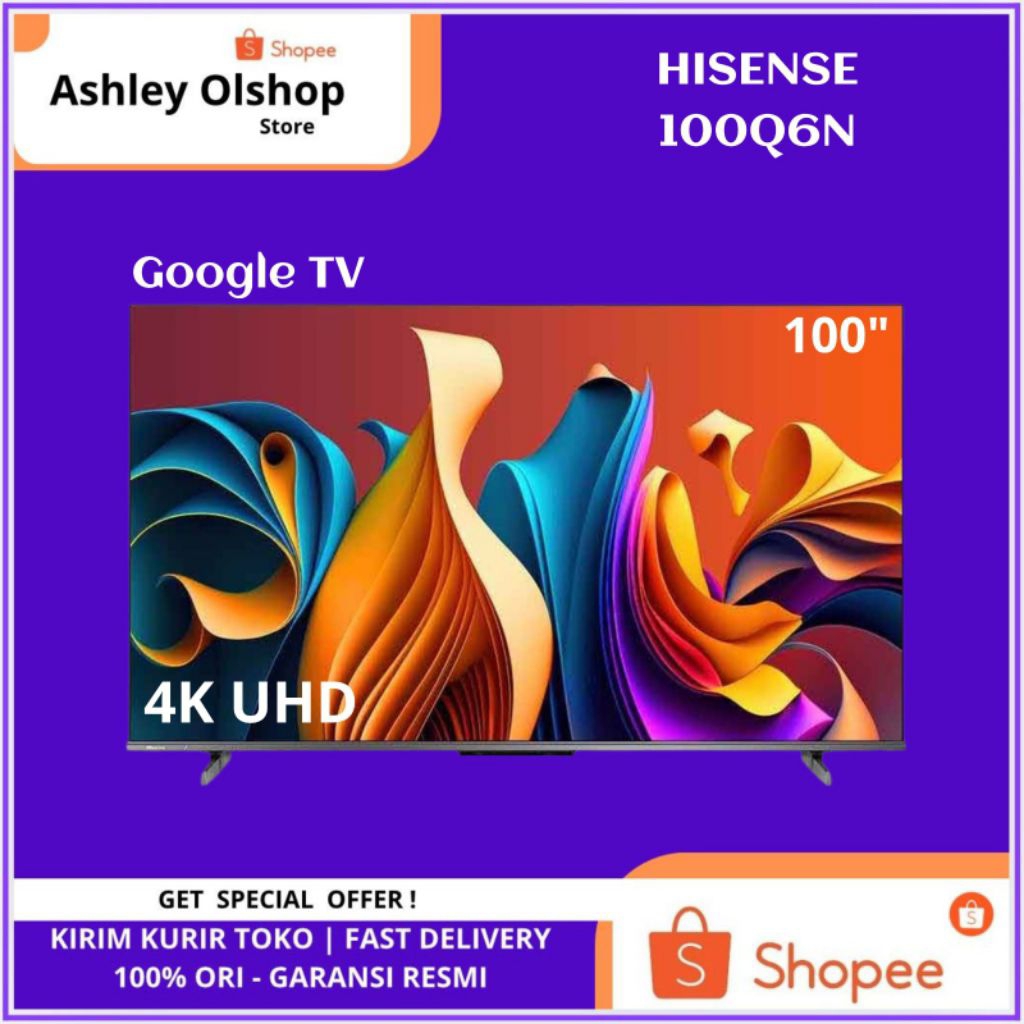 TV Qled 100 Inch Hisense 100Q6N 4K UHD Google Smart TV Hisense 100Q6 100 Inci