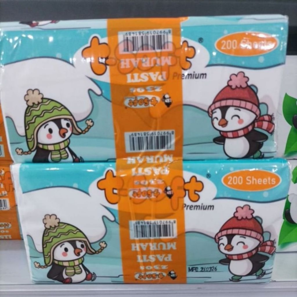 Tisu T-Soft 200 Sheet paket hemat banded 2 pcs