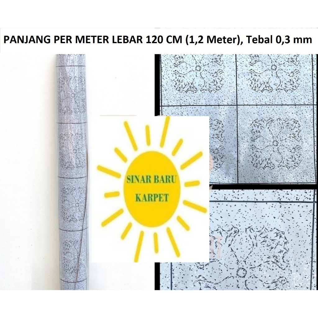 PER METER Karpet Lantai Plastik Vinyl METERAN MOTIF KERAMIK PASIR (SESUAI GAMBAR) Lebar 1.2m