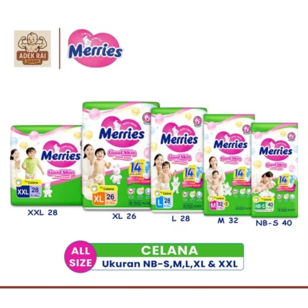 MERRIES PANT GOOD SKIN KARTONAN 4BALL NBS44 M32 L28 XL26 XXL28