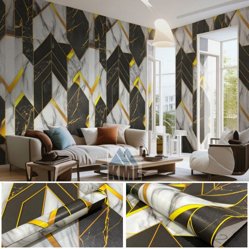 Wallpaper Stiker Dinding Bahan PVC Anti Air MARMER CHEVRON