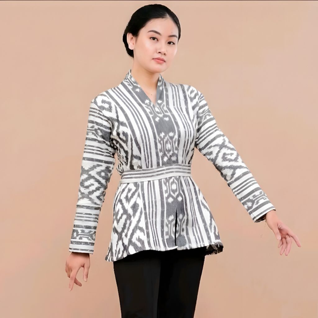 Blouse Tenun Troso, Baju Atasan Blouse Tenun Troso, Baju Blus Kerja Kantor Formal Tenun E28