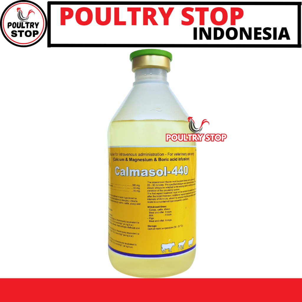 CALMASOL-440 isi 500ML - Kalsium Infus Hewan Ternak Sapi Pedet Kambing Domba Babi Lik Calcidex Plus