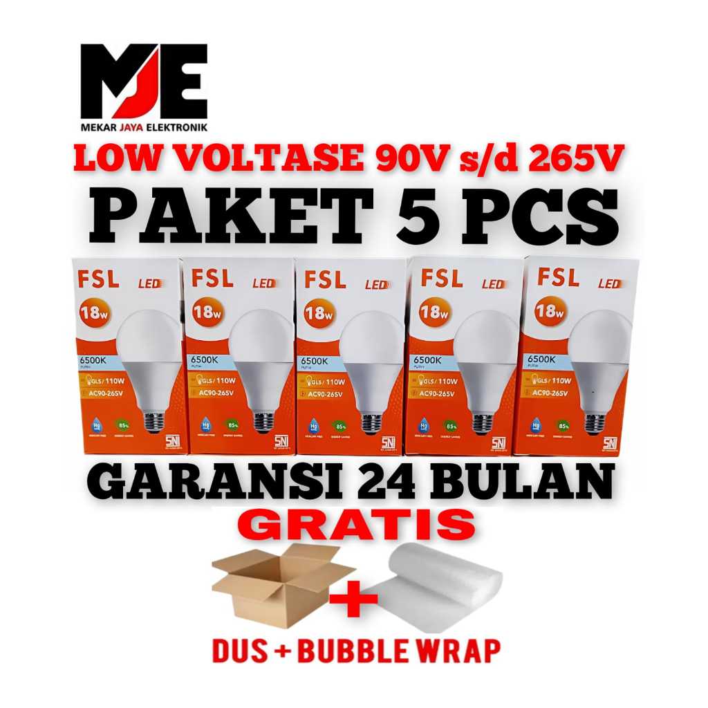 PAKET 5 PCS LAMPU LED / BOHLAM LED FSL CAHAYA PUTIH GARANSI 2 TAHUN