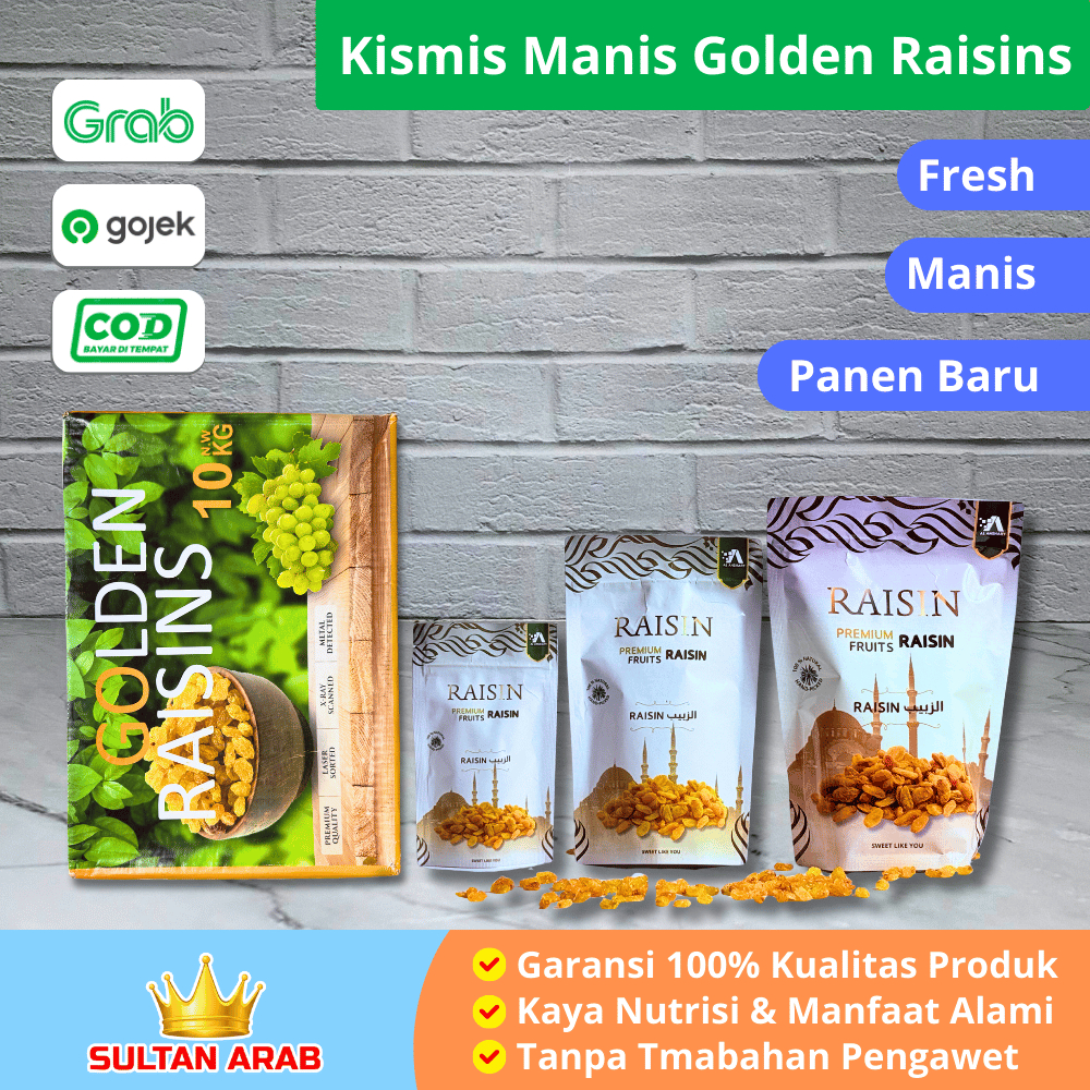 Kismis Manis 1 Kg / Golden Raisin / Kismis Simin / Kismis Kering / Kismis Tanpa Biji / Kismis Oleh O