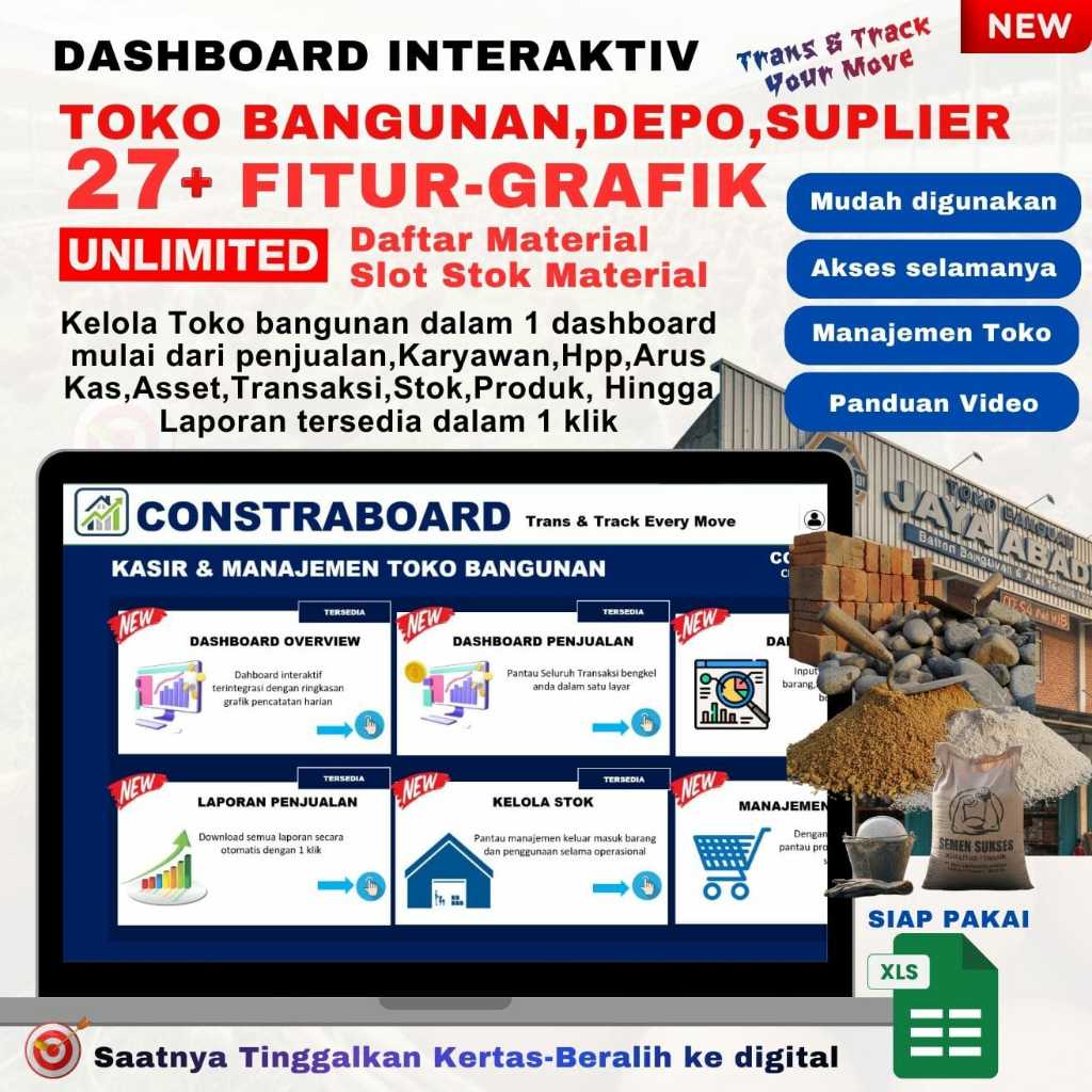 Dashboard Toko Bangunan,Depo,Supplier Bahan Bangunan,Toserba, Siap Pakai Murah