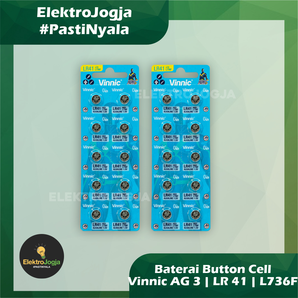 Baterai Battery Button Cell Vinnic AG3 LR41 L736F Baterai Jam