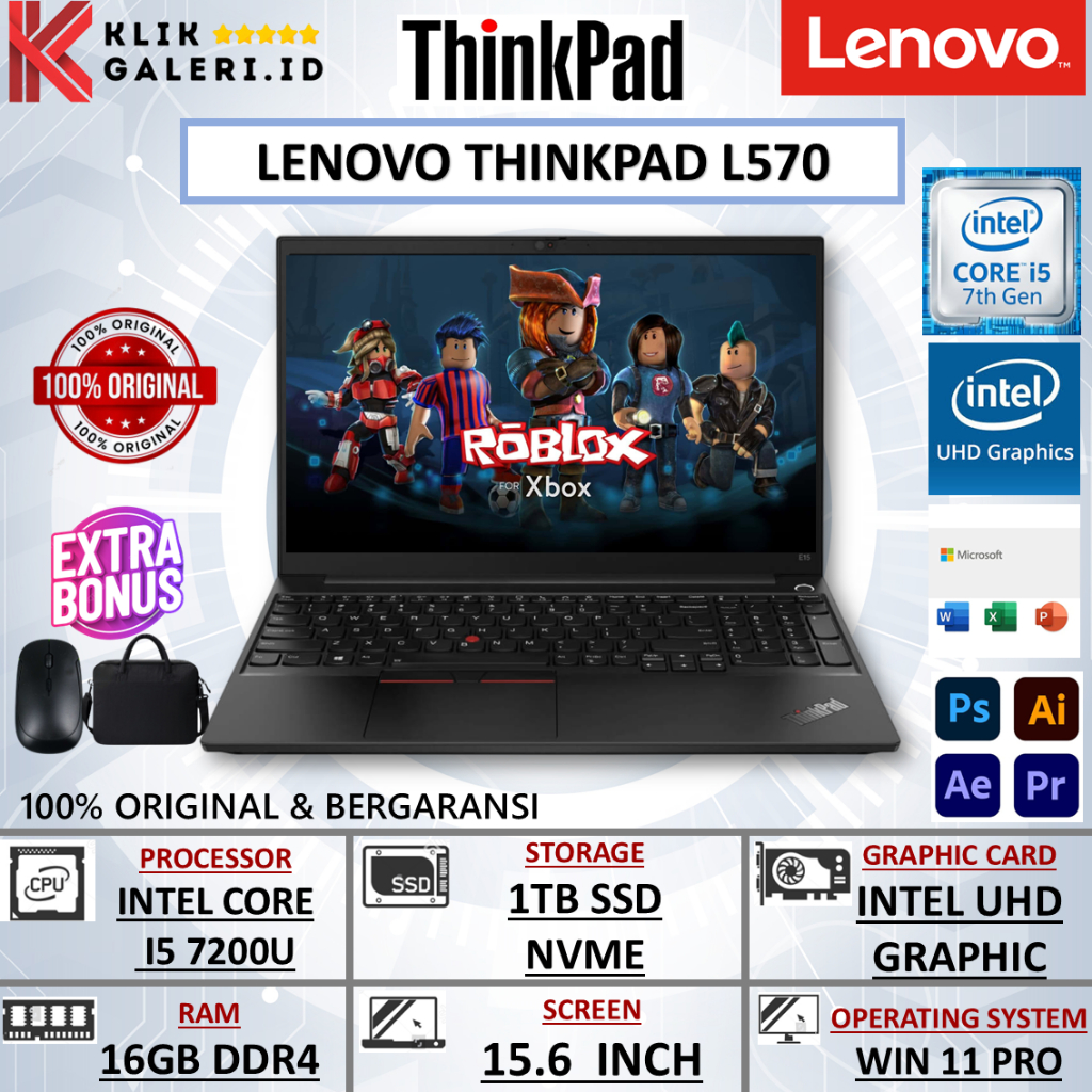 Thinkpad L570 Core i5 RAM 16GB  SSD 512GB  Layar 15" - SECOND MURAH WIN 11 PRO