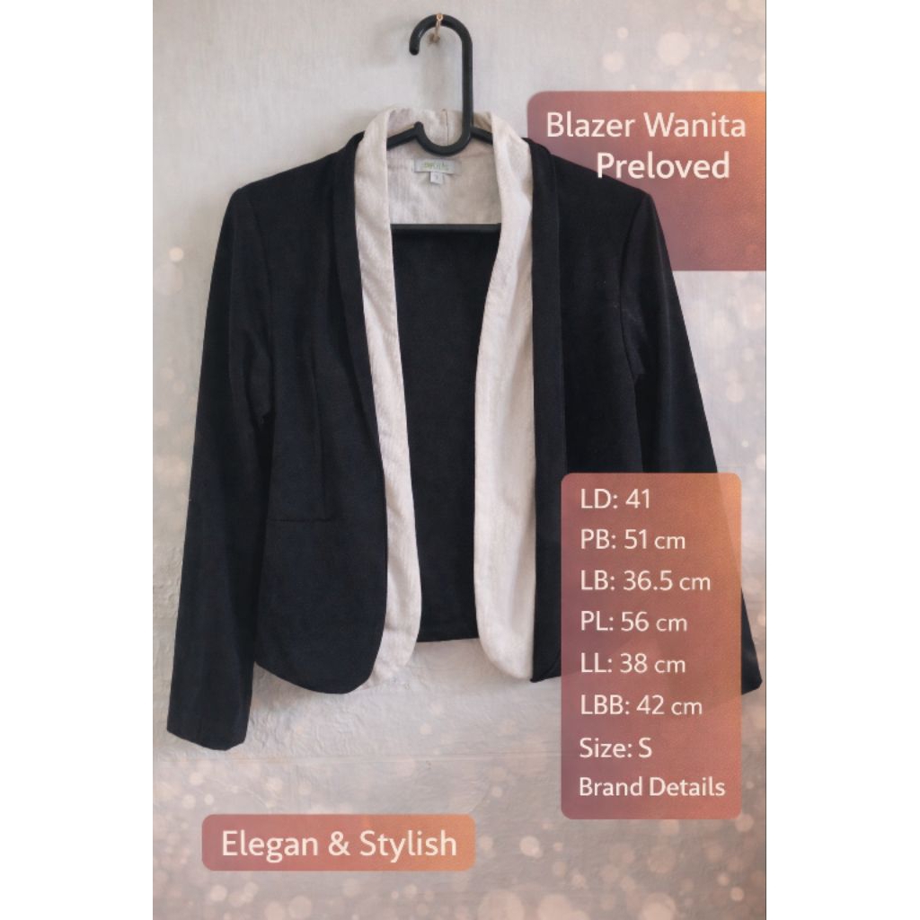 Blazer Wanita Hitam Putih Preloved