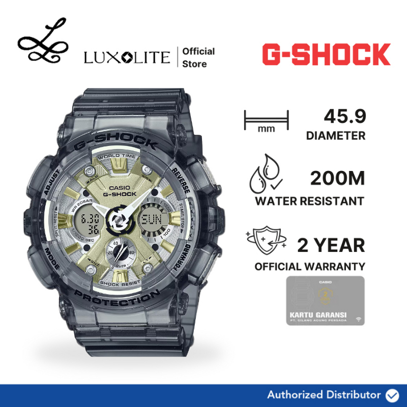 [Luxolite] Casio G-Shock Jam Tangan Wanita GMA-S120GS-8ADR/GMA-S120GS-8A Digital Analog Grey Transpa