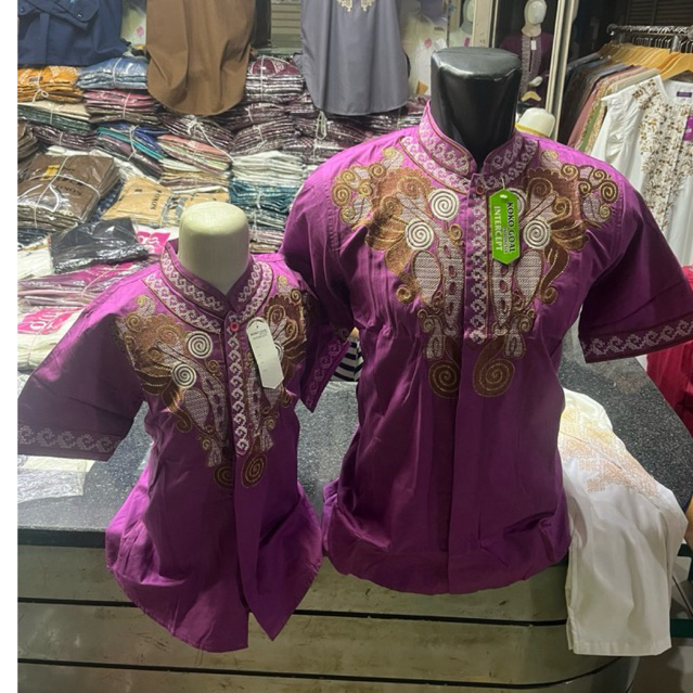 koko couple ayah anak laki laki bahan katun twill ungu