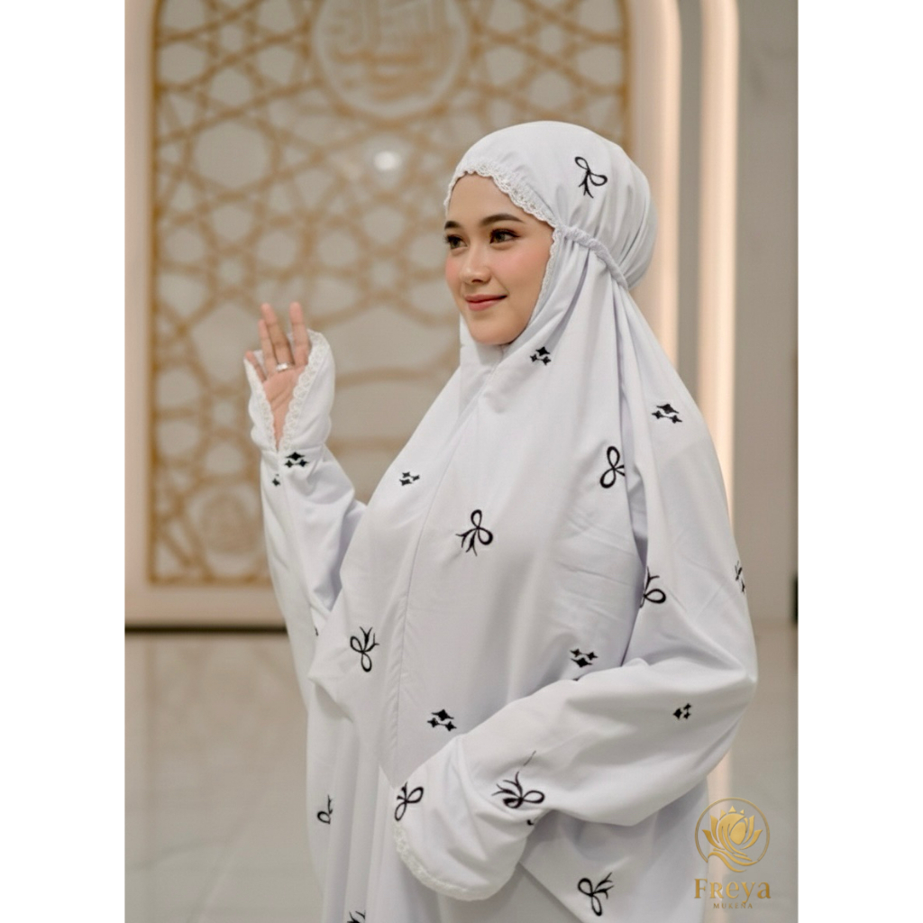 MUKENA DAILY TARAWIH Mukena Terusan Bordir Pita Katun Polino Halus Nyaman. Rukuh/Telekung Lajuran Re