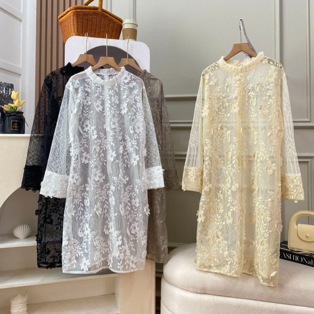 MALIKA EMBROIDERY TUNIK | Tunik Lace | Tunik Wanita | Outfit Kondangan