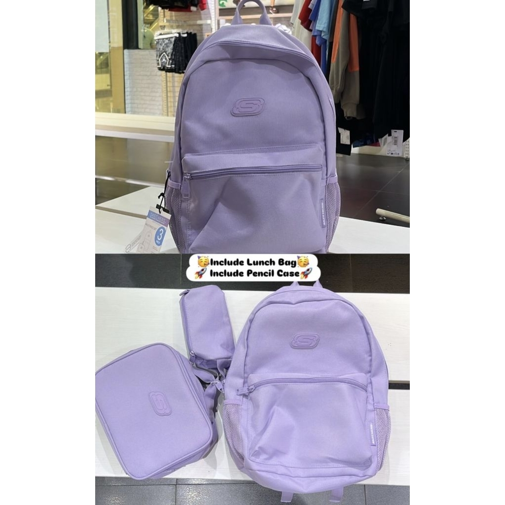 SKECHERS Tas ransel punggung sekolah / free tas kotak makan tempat pensil
