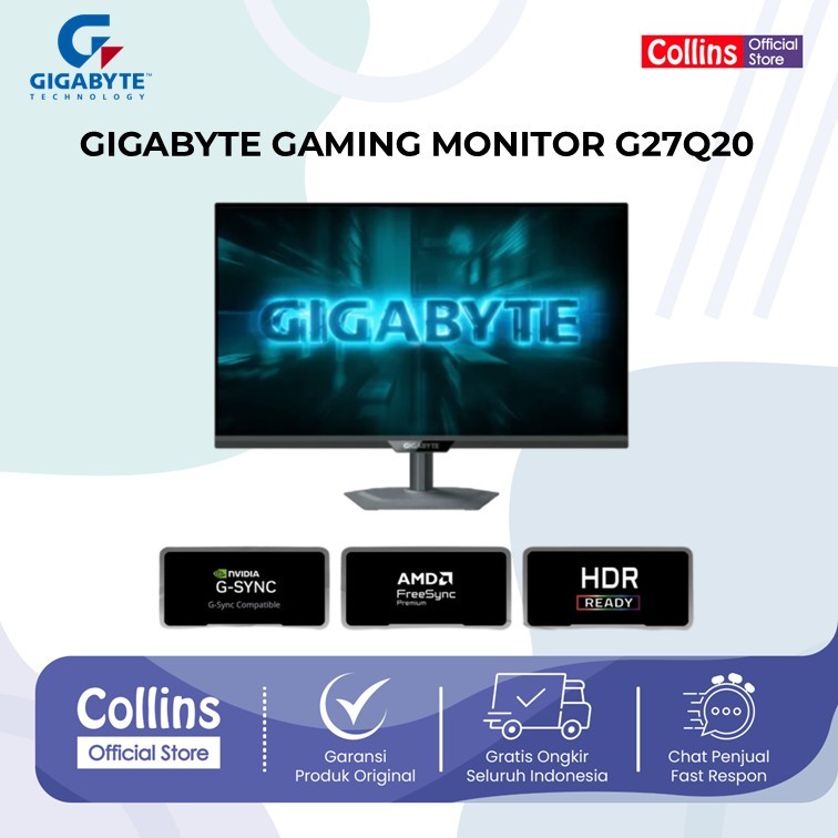 [Include Packing Kayu] Gigabyte G27Q20 Gaming Monitor 27inchi QHD SS IPS 200Hz