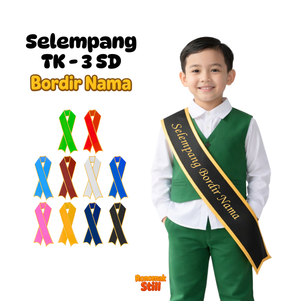 Selempang Kelulusan Wisuda Anak Paud/Tk - Kelas 3 SD Free Custom Request Bordir Nama