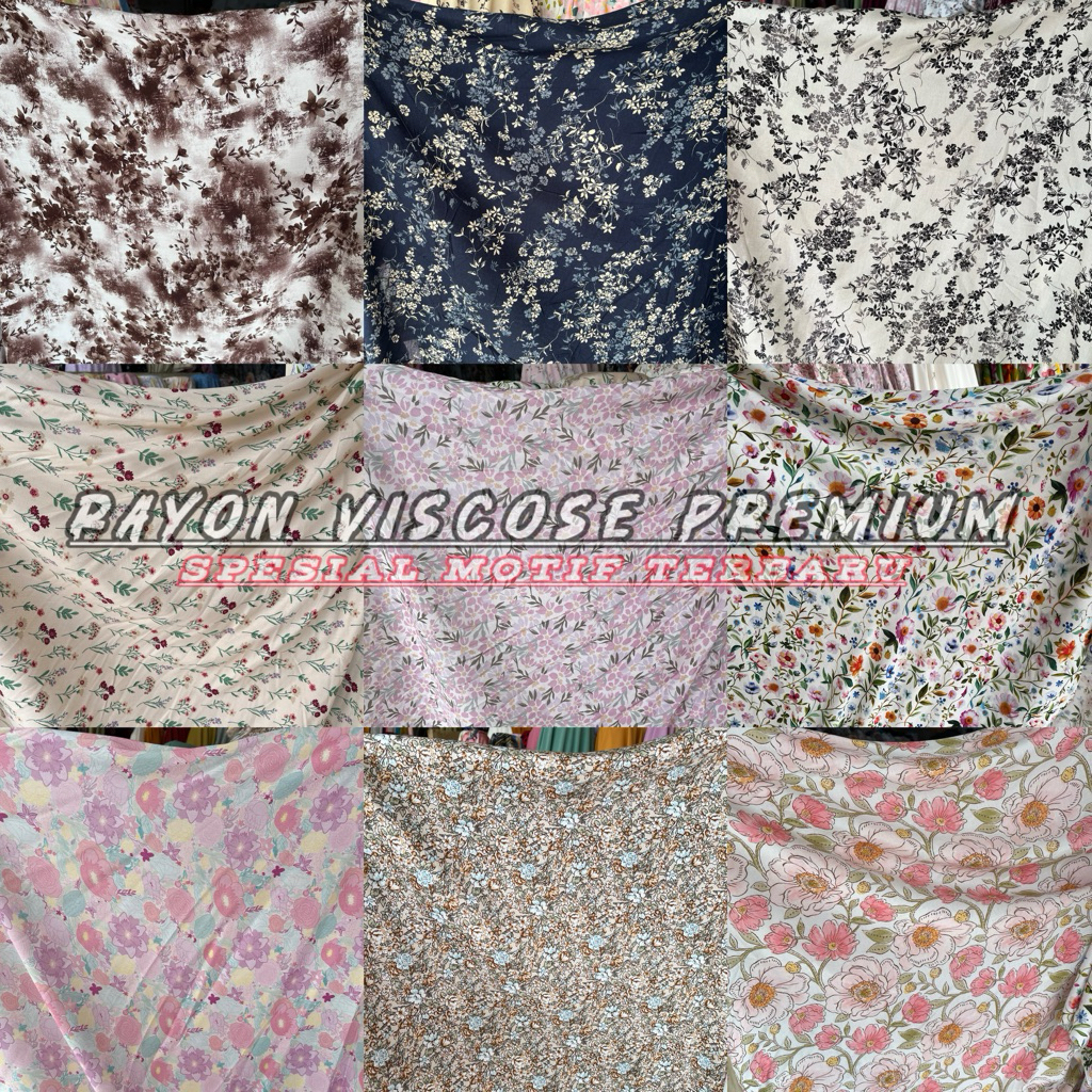New (Motif Elegan Buat Gamis / Mukena ) Kain Katun Rayon Viscose || Rayon Motif Bunga Kembang Kecil 