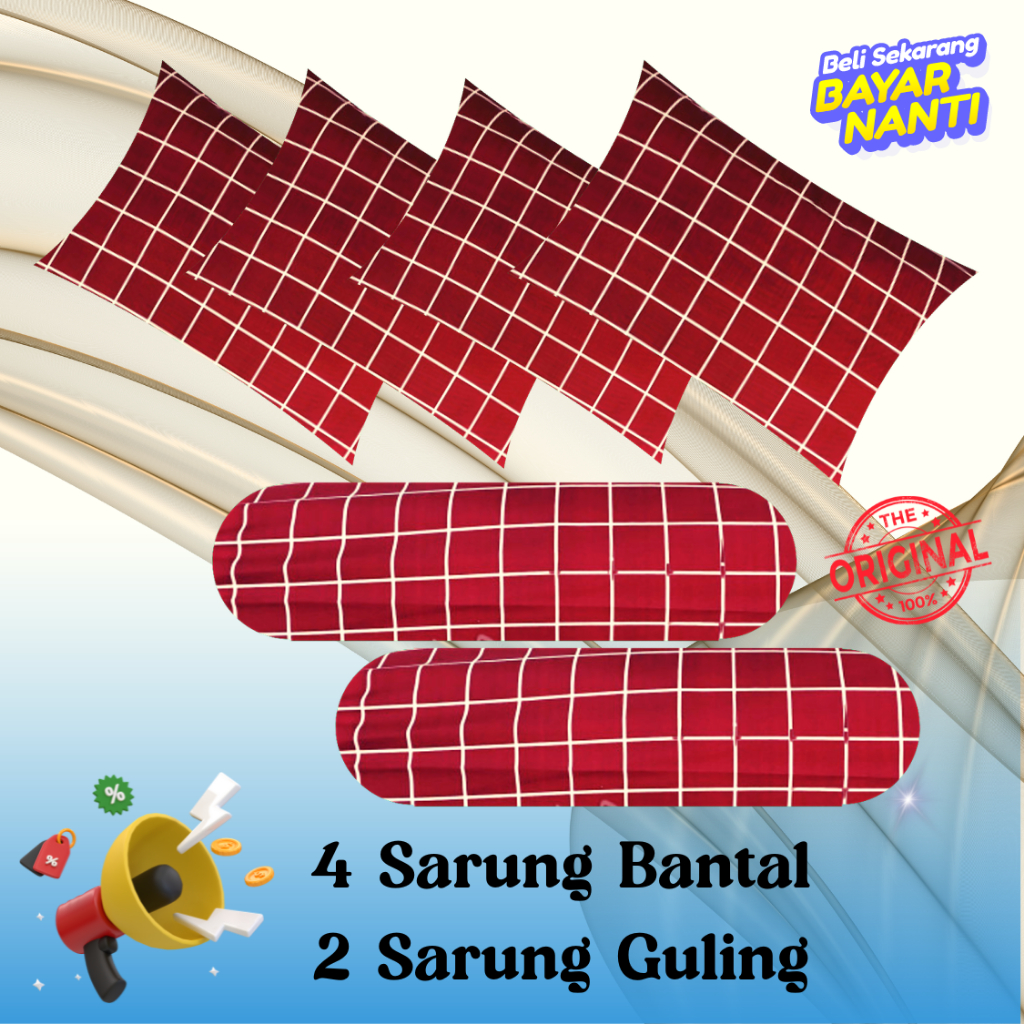 4 sarung bantal 2 guling set motif kotak kotak aestestic sarung bantal tidur emily urung bantal