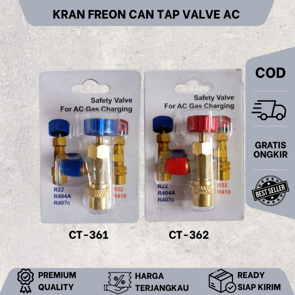 KRAN FREON CAN TAP VALVE AC R22 R404A R407C R410 R32 KUALITAS TERBAIK