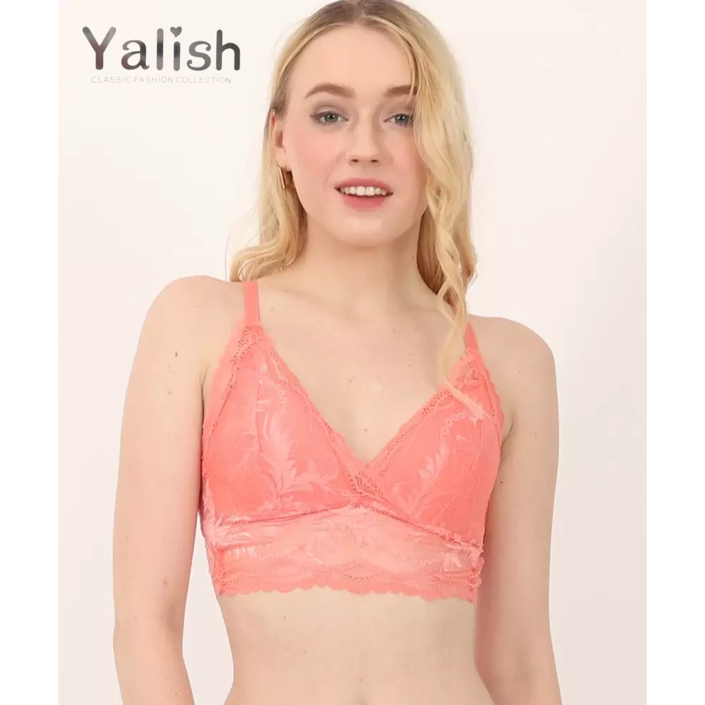 Bra Wanita Tanpa Kawat  Wireless / Wirefree YALISH Full Cup Busa Tipis Bralette Mix Hias Lace Pakaia