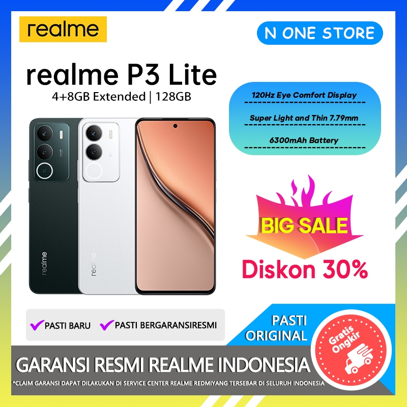realme P3 Lite 4/128GB NFC 4+8GB Extended RAM 6300mAh Battery Official Store HP Android Murah COD