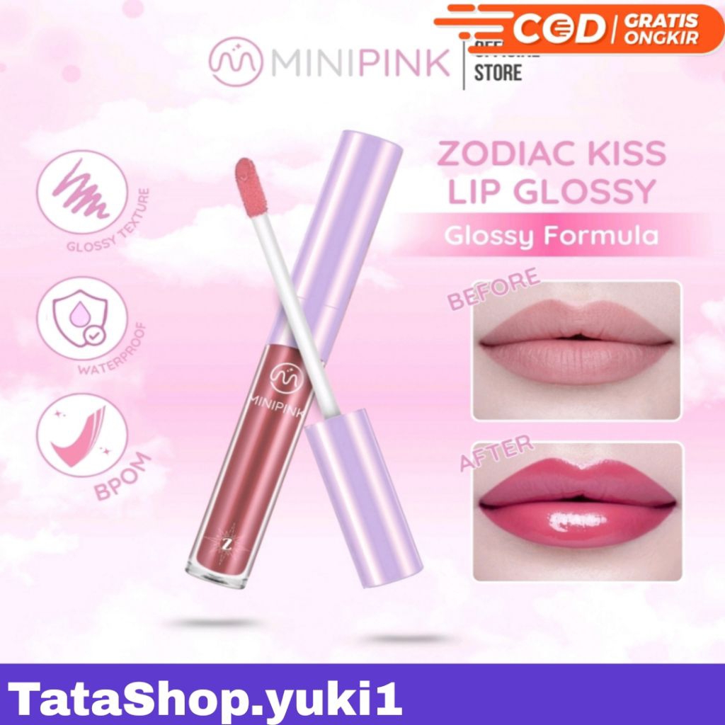 [BPOM] MINIPINK Zodiac Kiss Lip Gloss - Lipgloss Bening & Glitter Pelembab Bibir Plumpy MINIPINK Lip