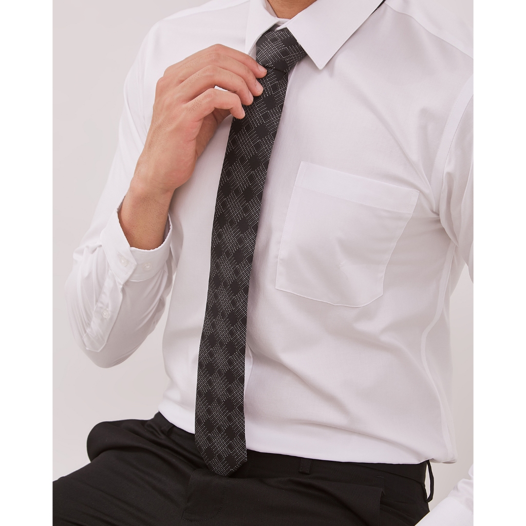 VALINO Dasi Formal Motif Print Hitam Pria - V-EAAS21-O9