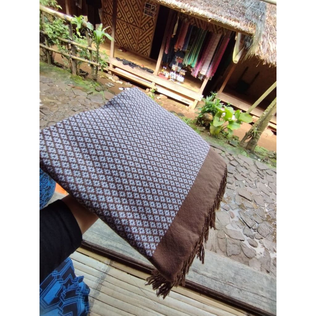 kain tenun baduy motif janggawari coklat x putih