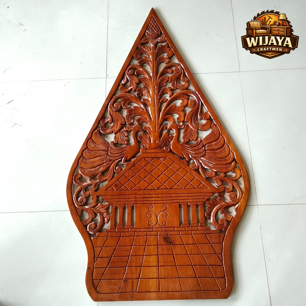 Gunungan Ukir Kayu Vernis Natural | Dekorasi Pernikahan Adat Jawa & Pelaminan Wedding