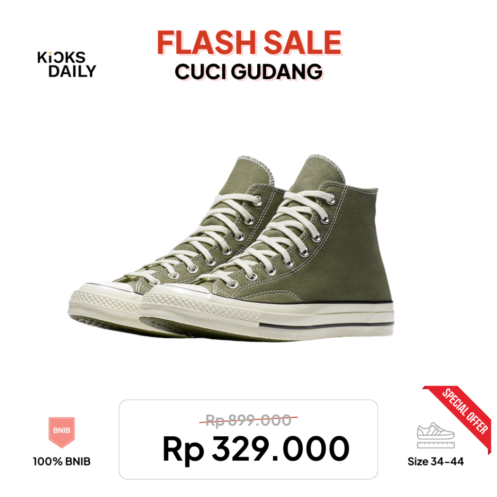 Sepatu Sneakers Converse High All Star Chuck Taylor 70s Green Army Field Surplus 100% BNIB Global Ma