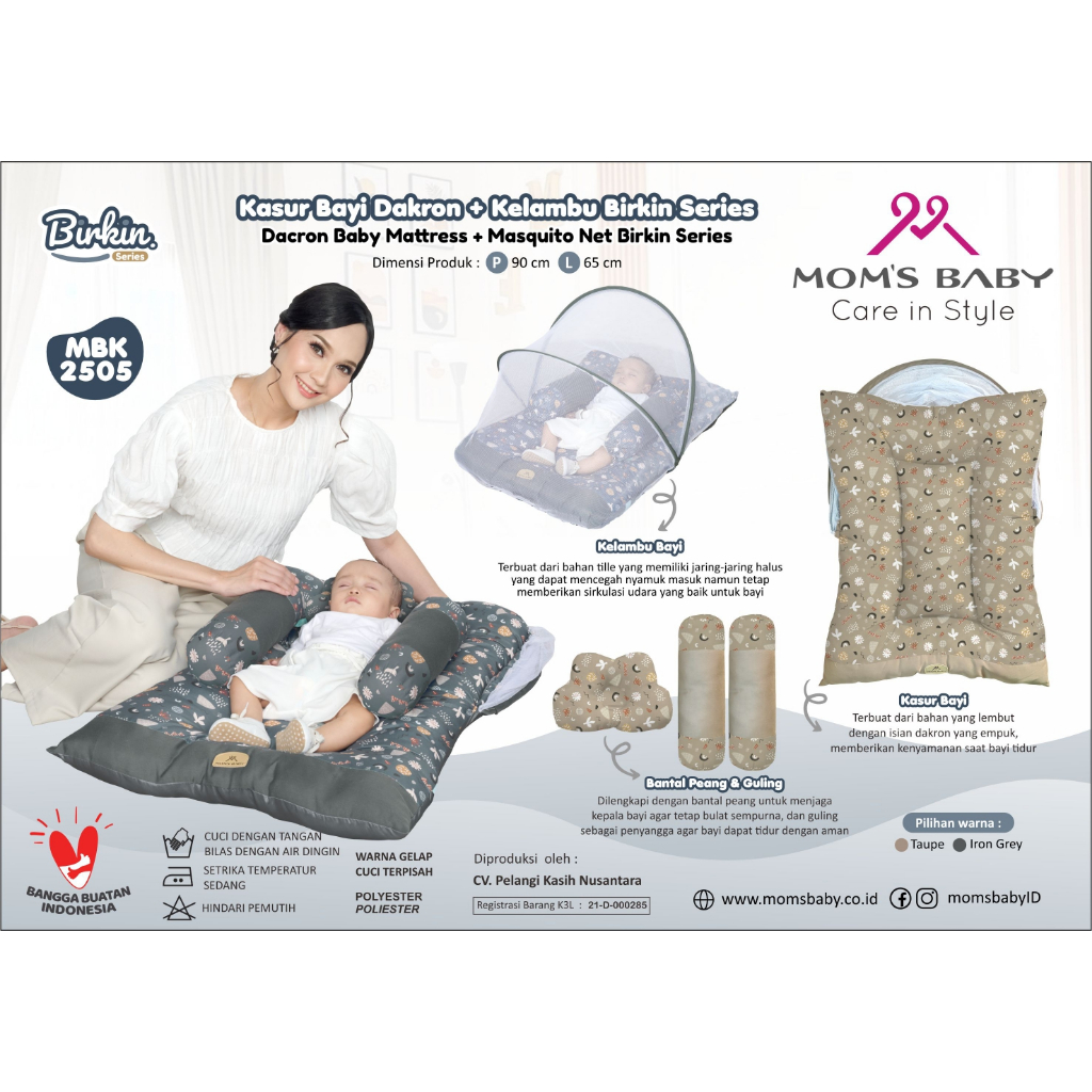 Moms Baby Kasur Bayi Dakron+Kelambu(instant only)