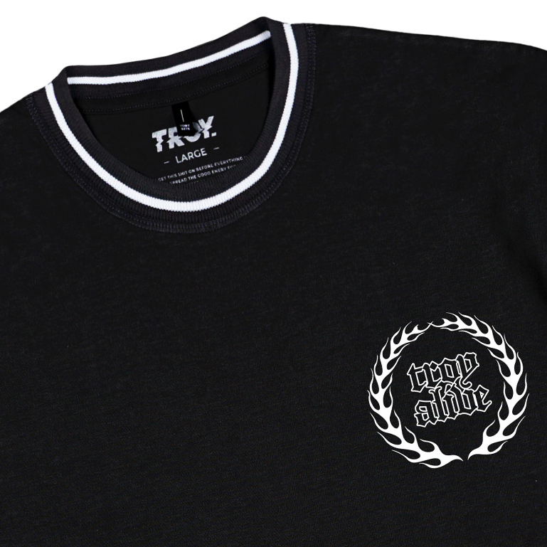 Troy Company Neck Stripe Tshirt Black Alive - Kaos Lengan Pendek Kaos Hitam KST 3326-2B1W