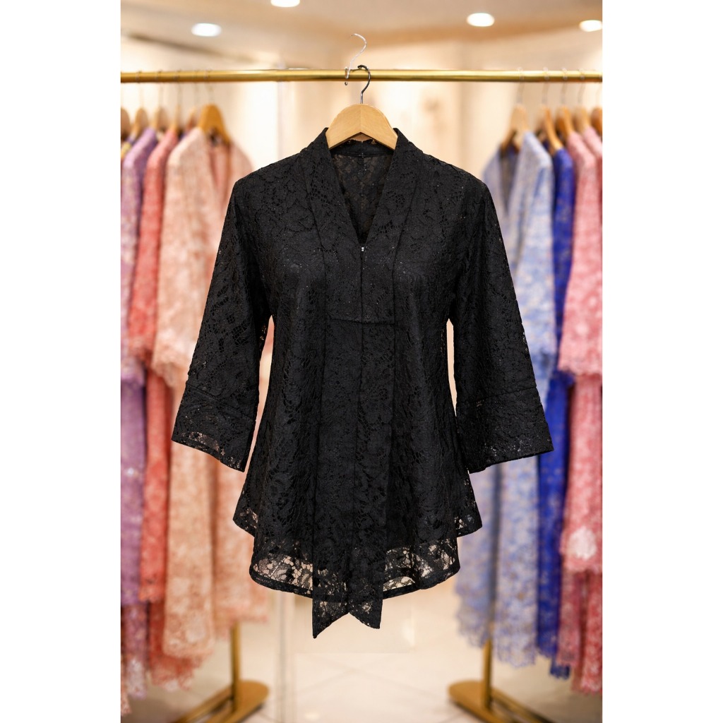 Atasan Kebaya Floy Brokat Hitam / Kebaya Wanita Modern PIlihan Warna
