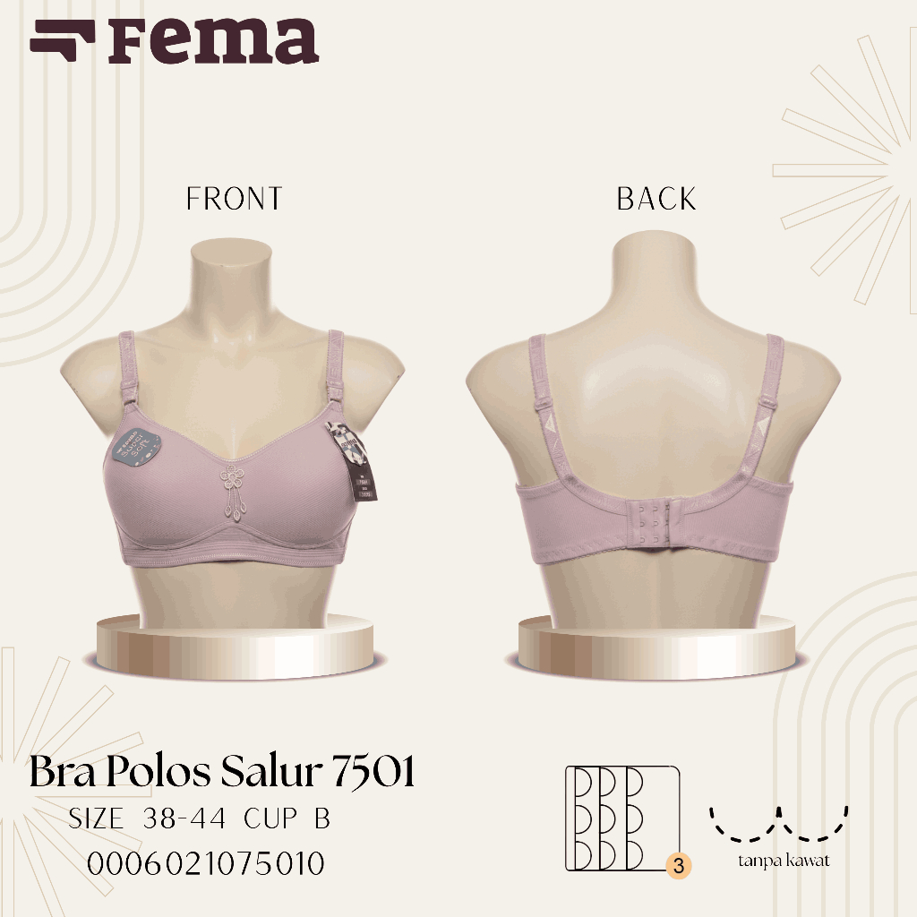 FEMA Official Bra 7501 Tanpa Kawat Busa Halus BH Kencang Bra Sport