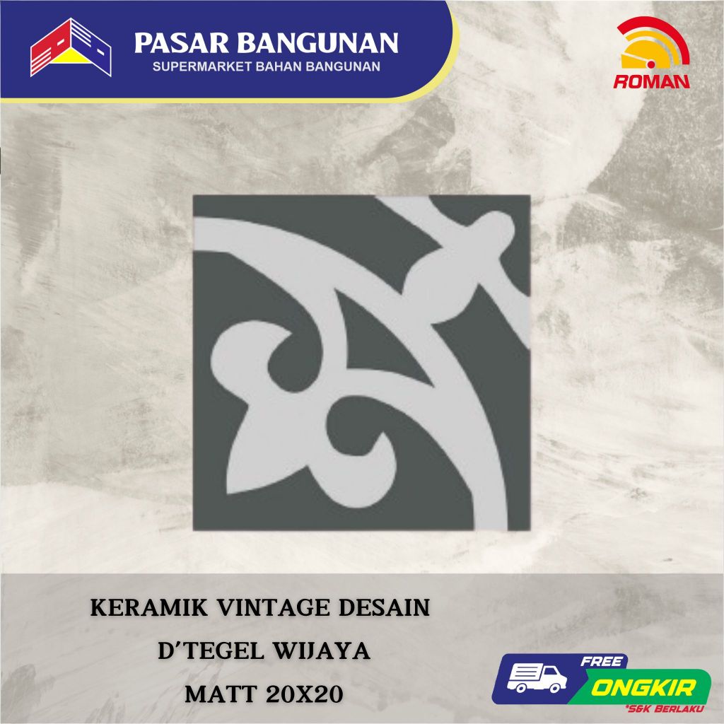 Keramik Tegel Motif Vintage ROMAN d'Tegel Wijaya 20x20 Grade A RPA20207013 Archipelago Series