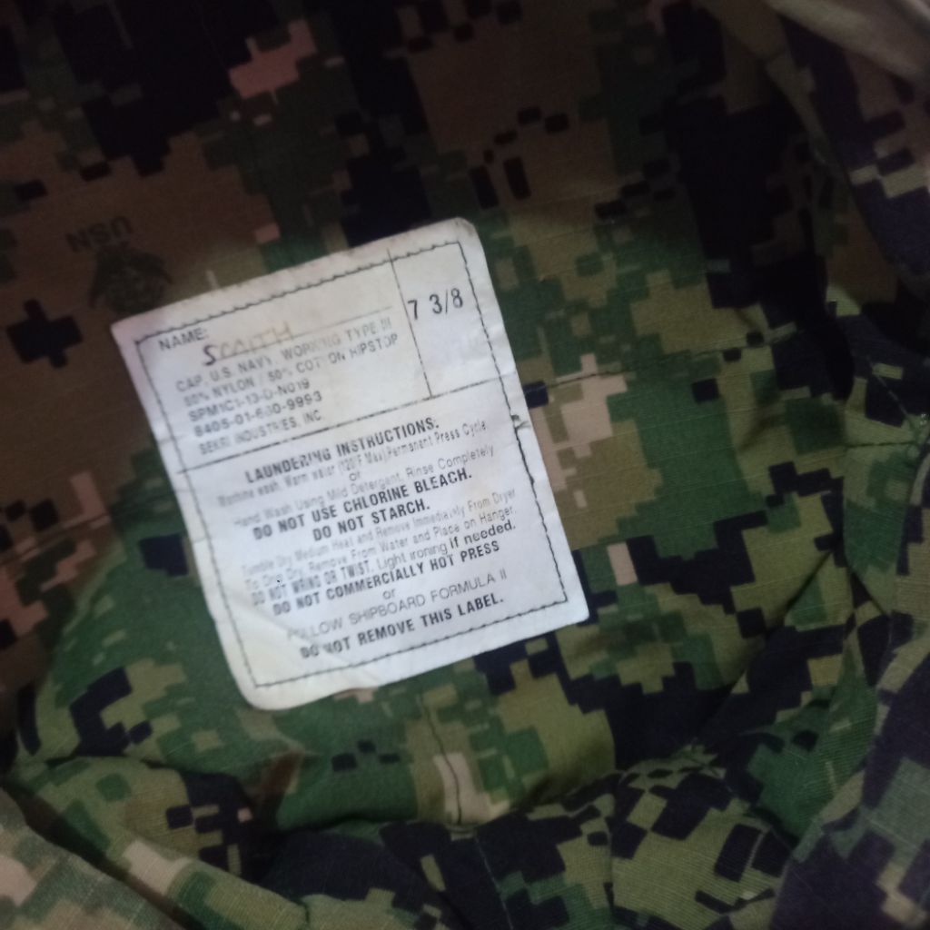 topi cap US navy working type lll