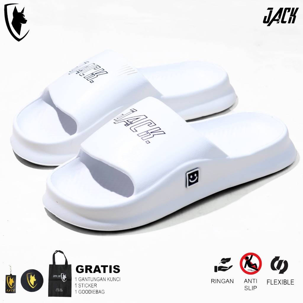 JACK IDN Sandal SLides Pria  | SANDAL PRIA TERTA WHITE