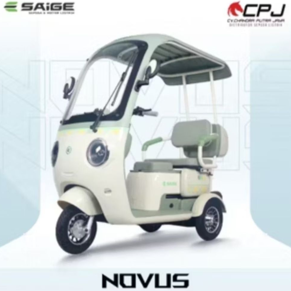 SEPEDA LISTRIK RODA 3 MIRIP MOBIL SAIGE NOVUS 800 WATT ORIGINAL SEPEDA LUCU GARANSI RESMI
