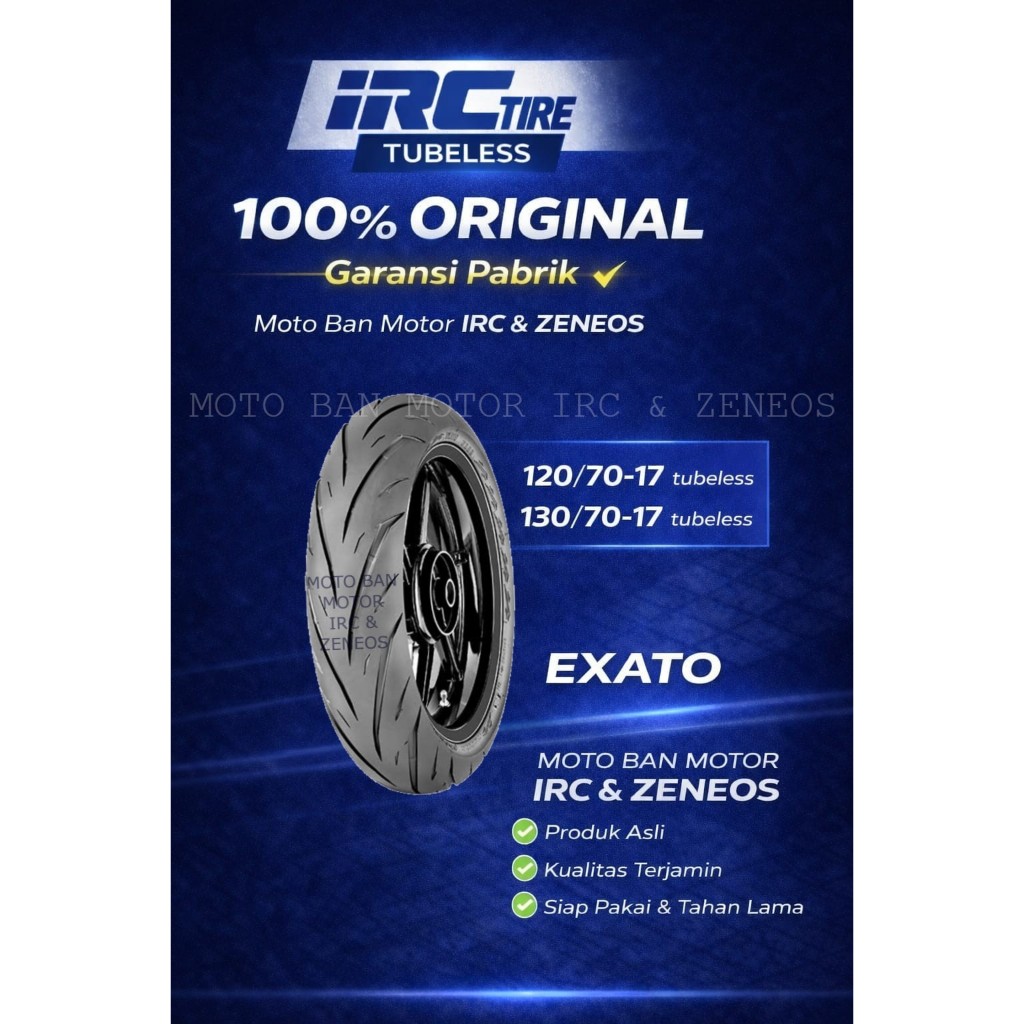 BAN MOTOR IRC EXATO RING 17 ( 120/70-17 ; 130/70-17 ) TUBELESS