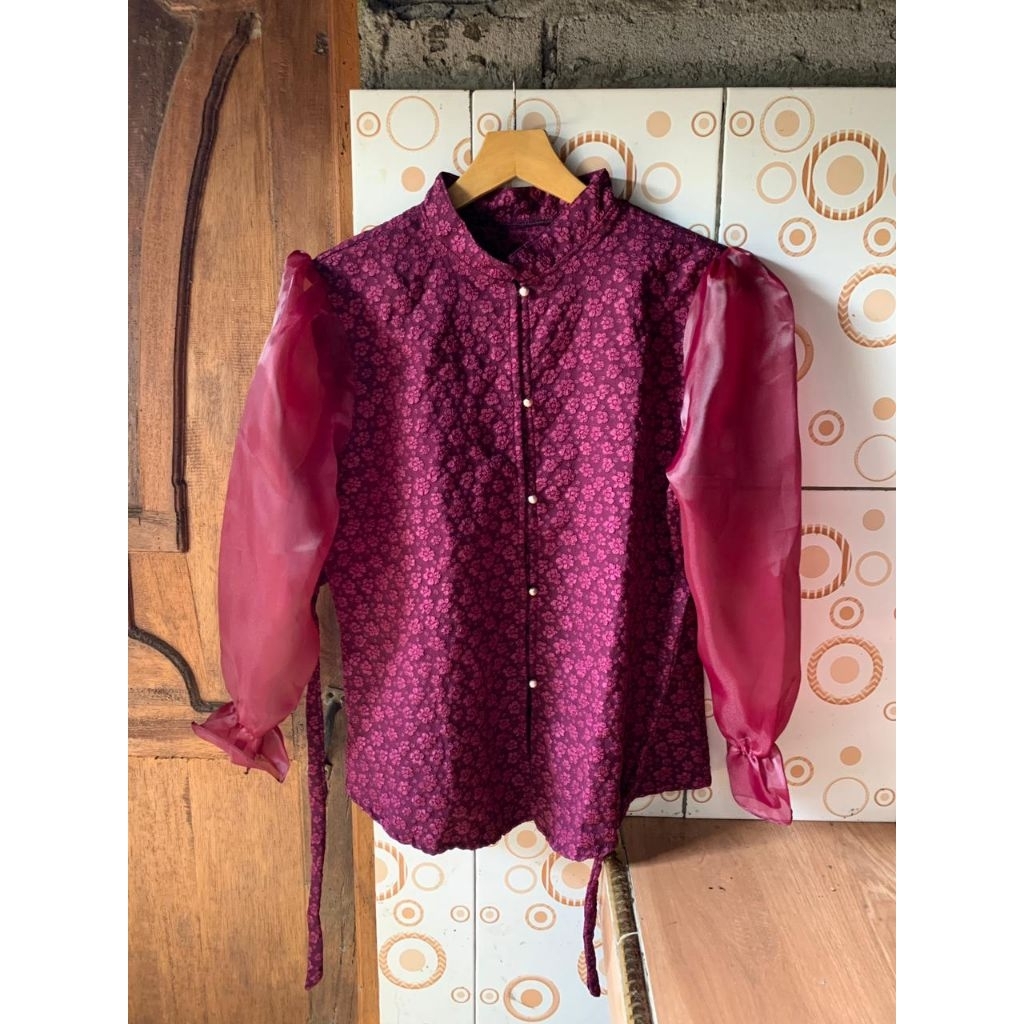 preloved kemeja blouse bordir mix organza