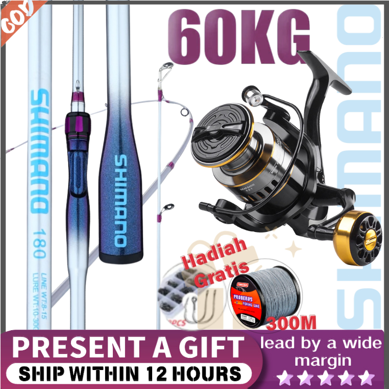 Joran Lure Carbon 1.8m-2.1m Ultra Ringan - Komplit Reel + Senar  Set Memancing All in One