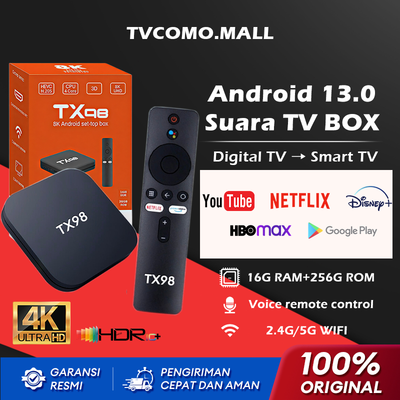 Android TV Box Suara TX98 Android 13 FHD 4K 16GB+256GB STB Android TV Voice Control Smart TV Box