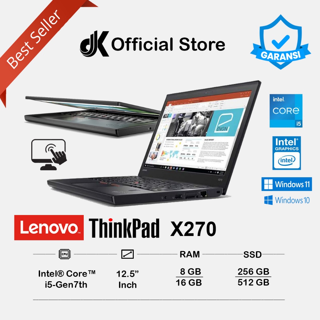 Laptop Lenovo Thinkpad X270 TouchScreen 12.5" | Intel i5-7th | Ram 8 / 16GB | SSD 256 / 512GB  | Pel