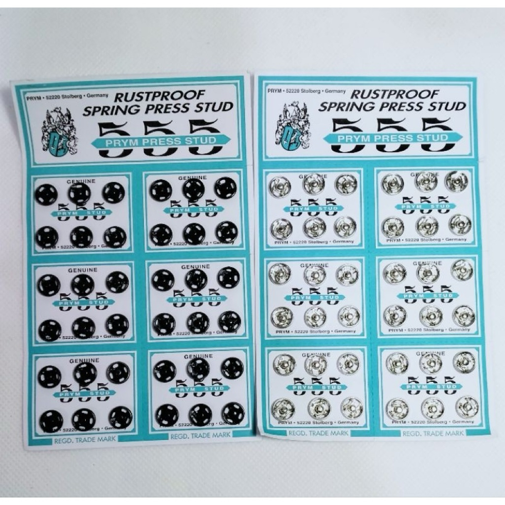 Kancing Jepret 555 / Kancing Cetet 555 / Kancing Jepret Prym 8mm 555 Original - 1 Lembar