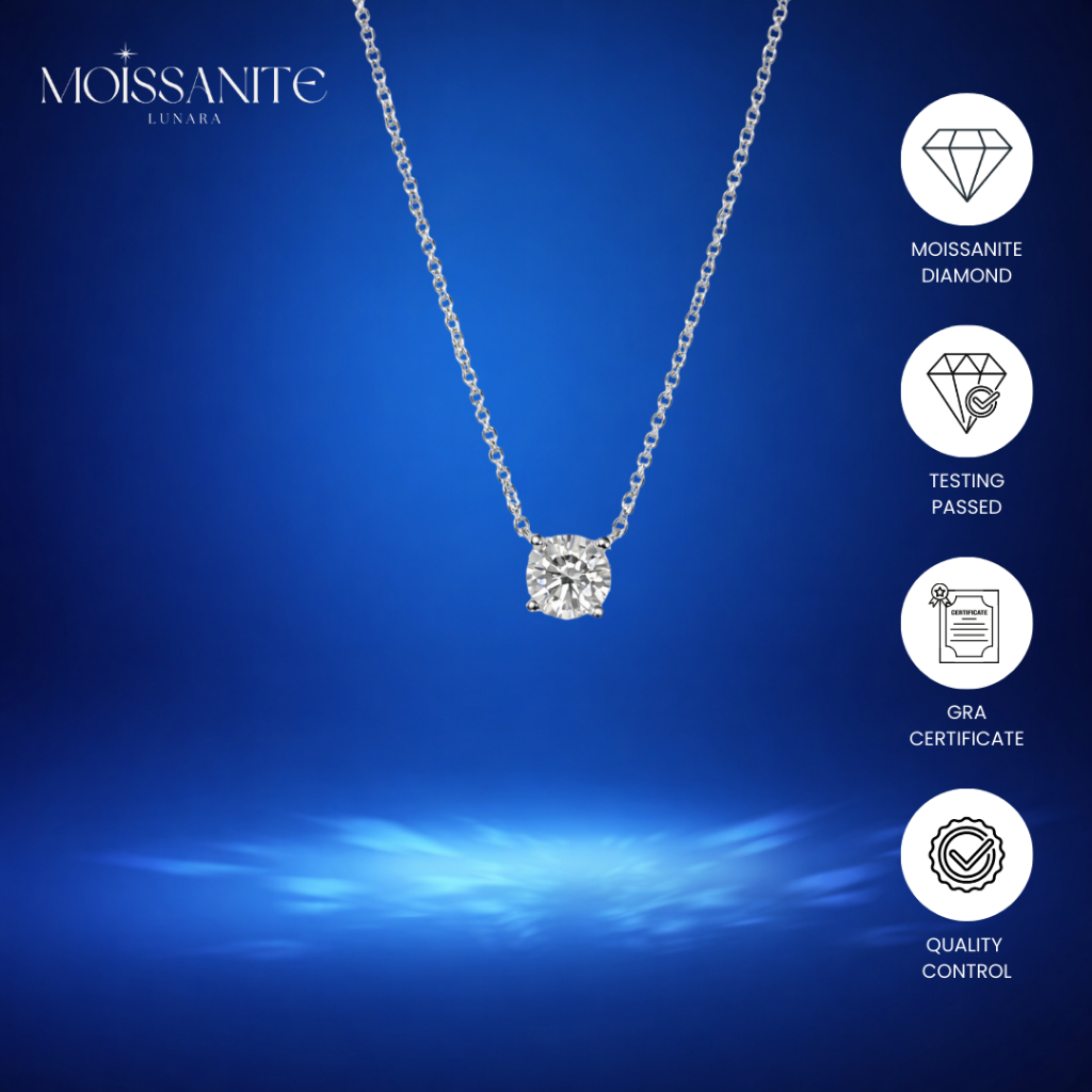 Moissanite Collection - Kalung Wanita Moissanite Sertifikat GRA Asli Anti Karat – Perhiasan Liontin 