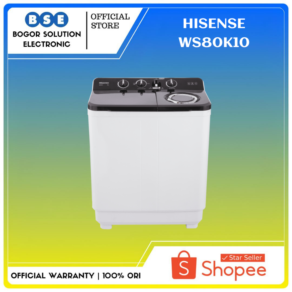 WS80K10 Kapasitas 8 Kg Mesin Cuci Hisense 2 Tub WS80