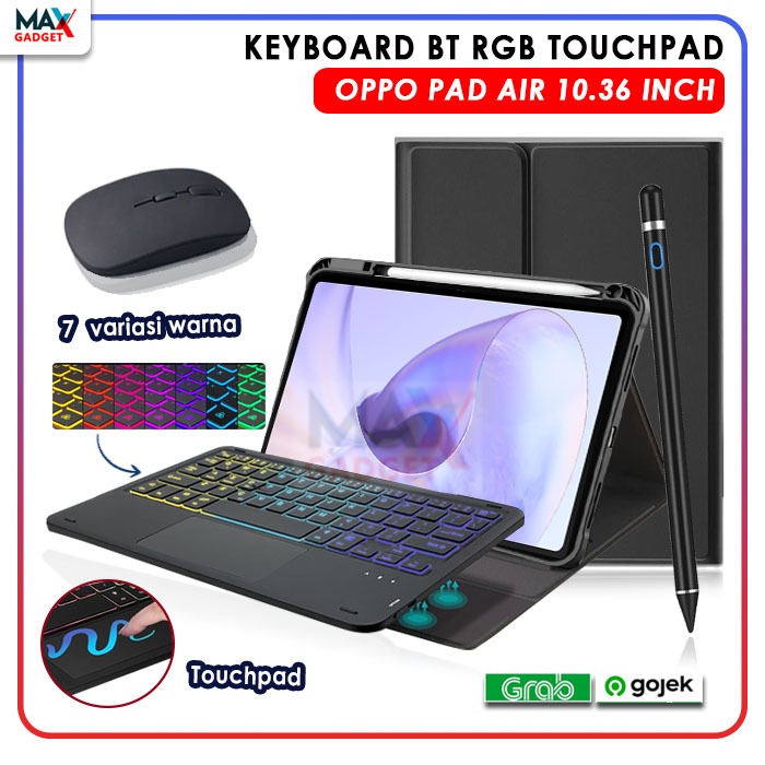 OPPO Pad Air 10.36 Inch Inci 2022 Flipcase Keyboard RGB Flipcover Kibod Touchpad Backlight Bluetooth